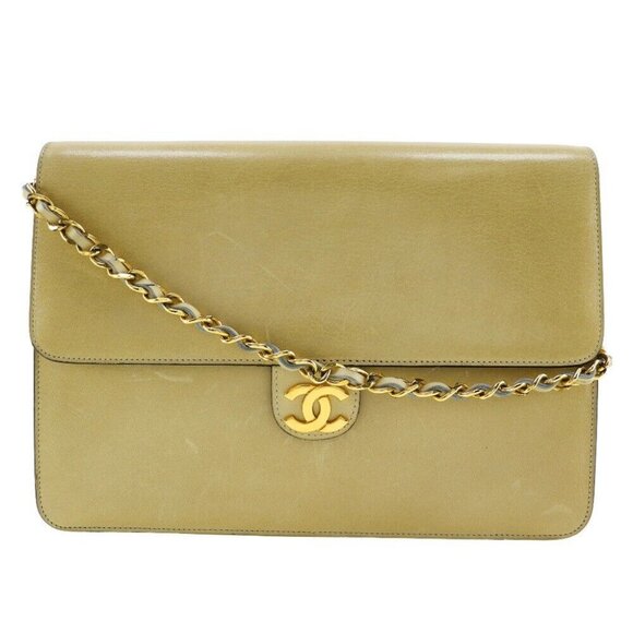 CHANEL ChainShoulder Shoulder Bag COCO Mark beige Calfskin Women